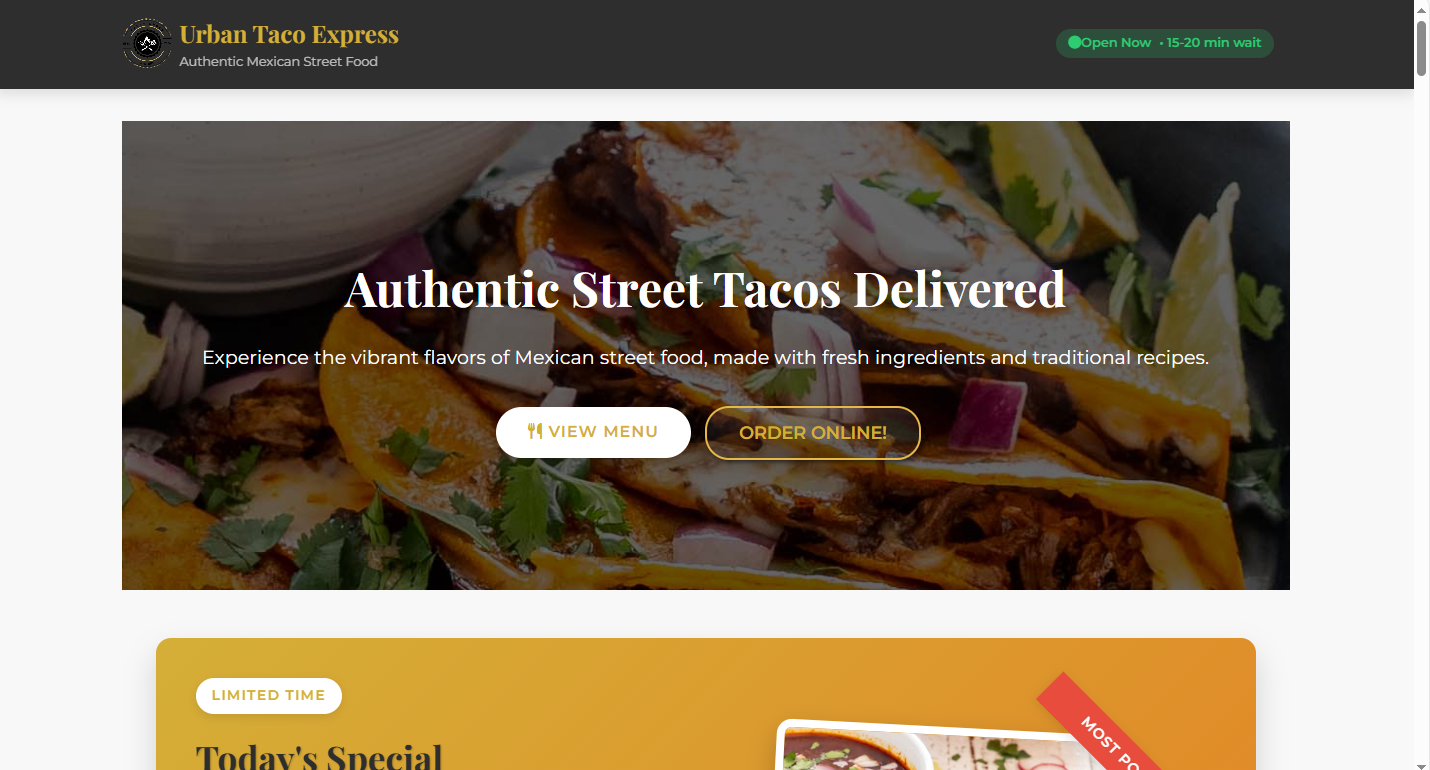 Urban Taco Express Website Demo