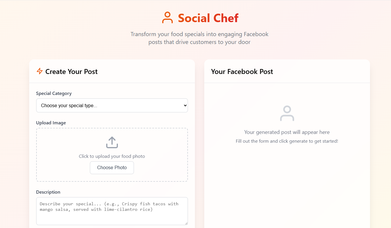 Social Chef Website Demo